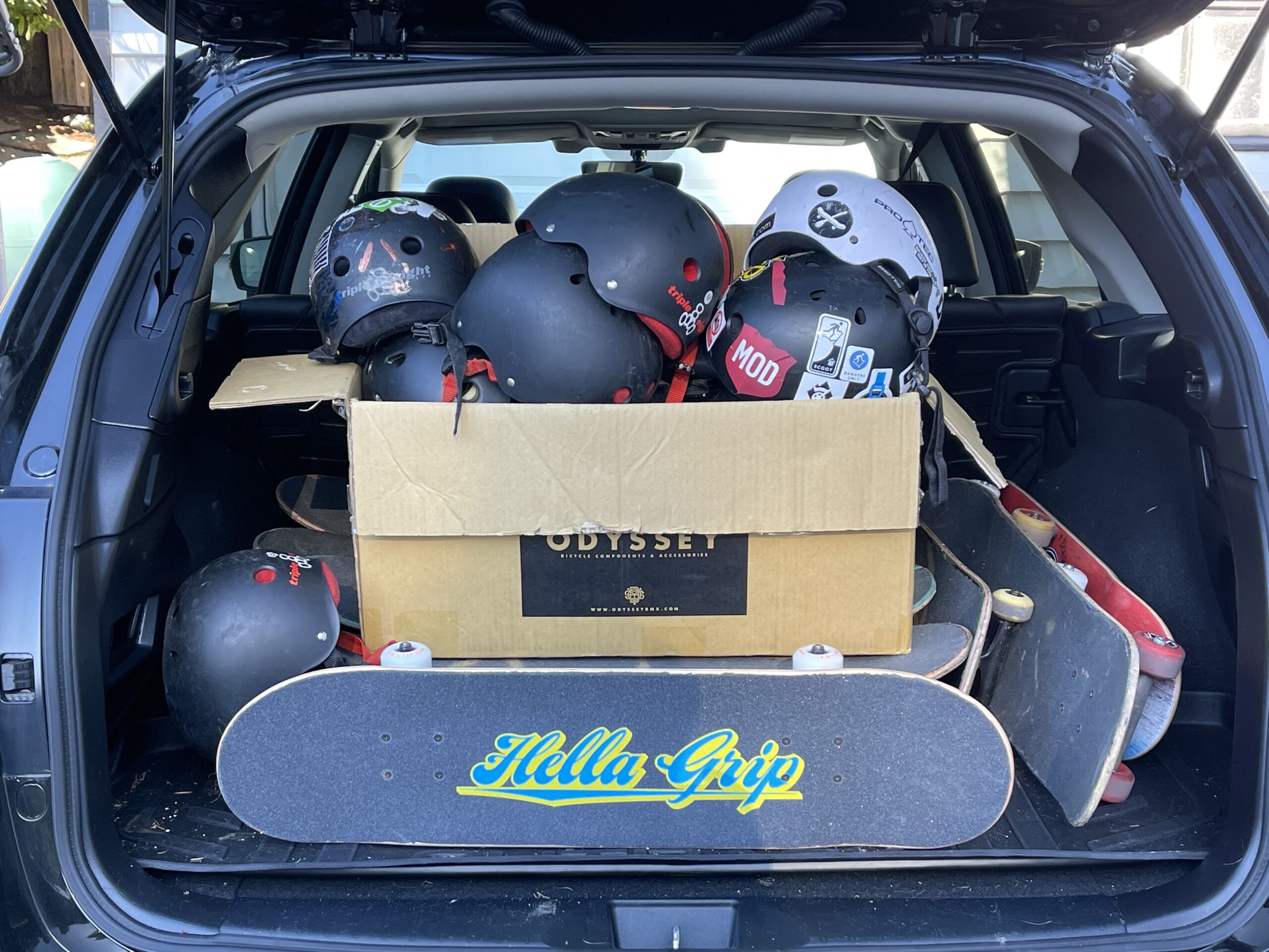 Load of Donated Skateboard Gear